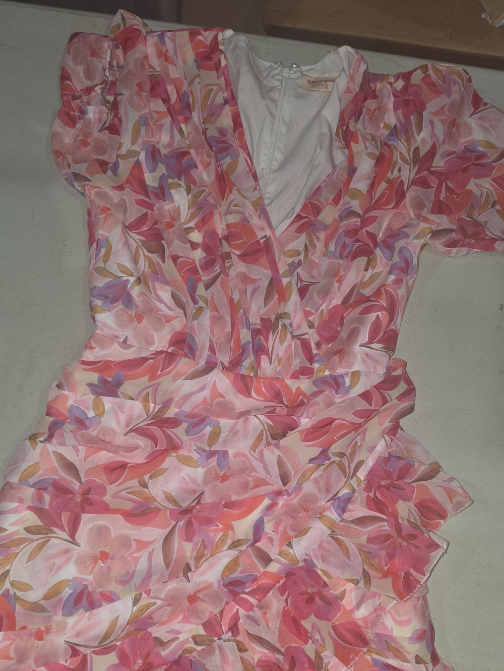 Showpo Floral Pink Multi Ruffle Mini Dress